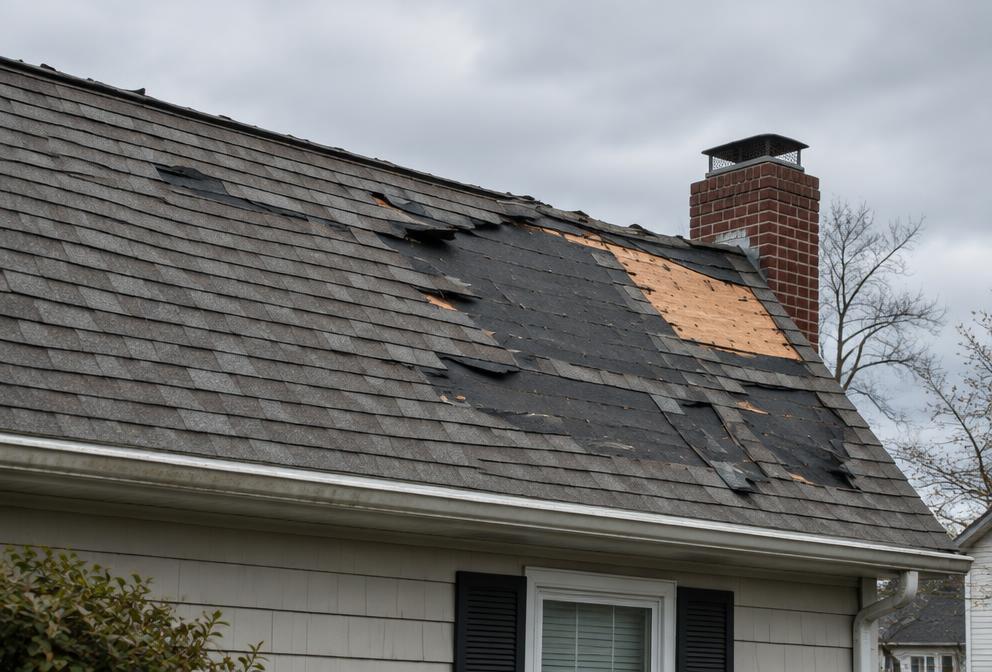 Wind & Storm Roof Damage on a Long Island home